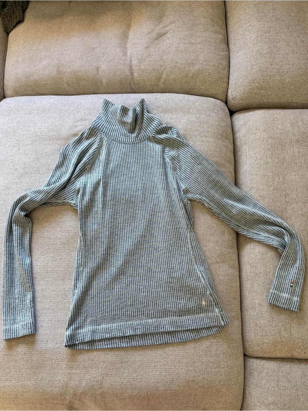 Smartwool Ribbed Turtleneck Sweater in light blue